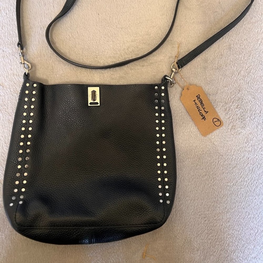 Rebecca Minkoff Black Leather Studded Shoulder Bag